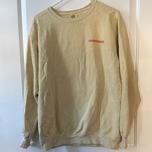 Comfort Colors Butter Yellow Crewneck Sweatshirt with Pink Chest Print - Medium